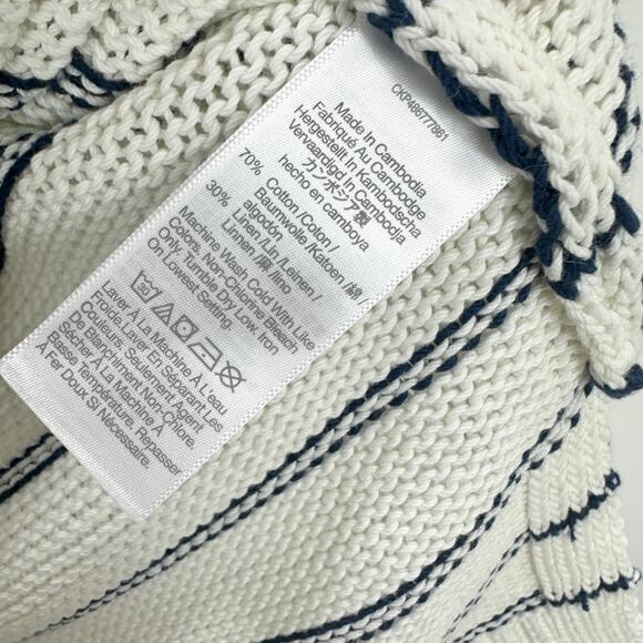 Madewell Puff Trim Sweater Vest Striped Ivory Cotton Linen Preppy XXS NWT - Picture 10 of 14